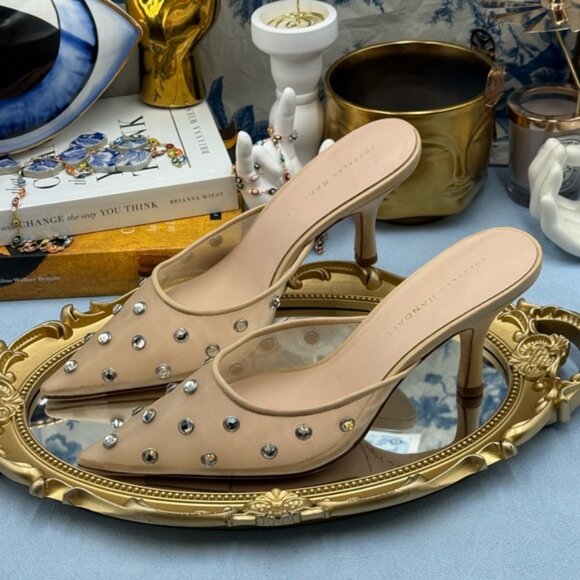 🆕 LOEFFLER RANDALL 🧿 NWOT Paloma Mesh Mid-Heel Mules, Cream/Clear, Sz 8 - Picture 8 of 14